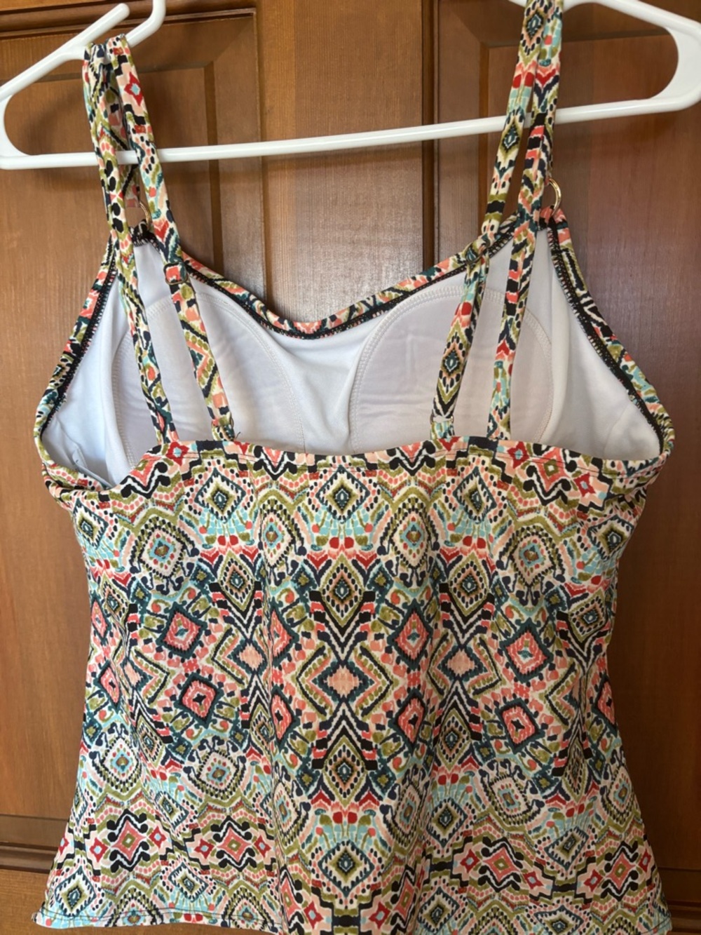 Kona Sol Multicolor Geometric Print Adjustable Strap Camisole/Swimtop L - Picture 3 of 5